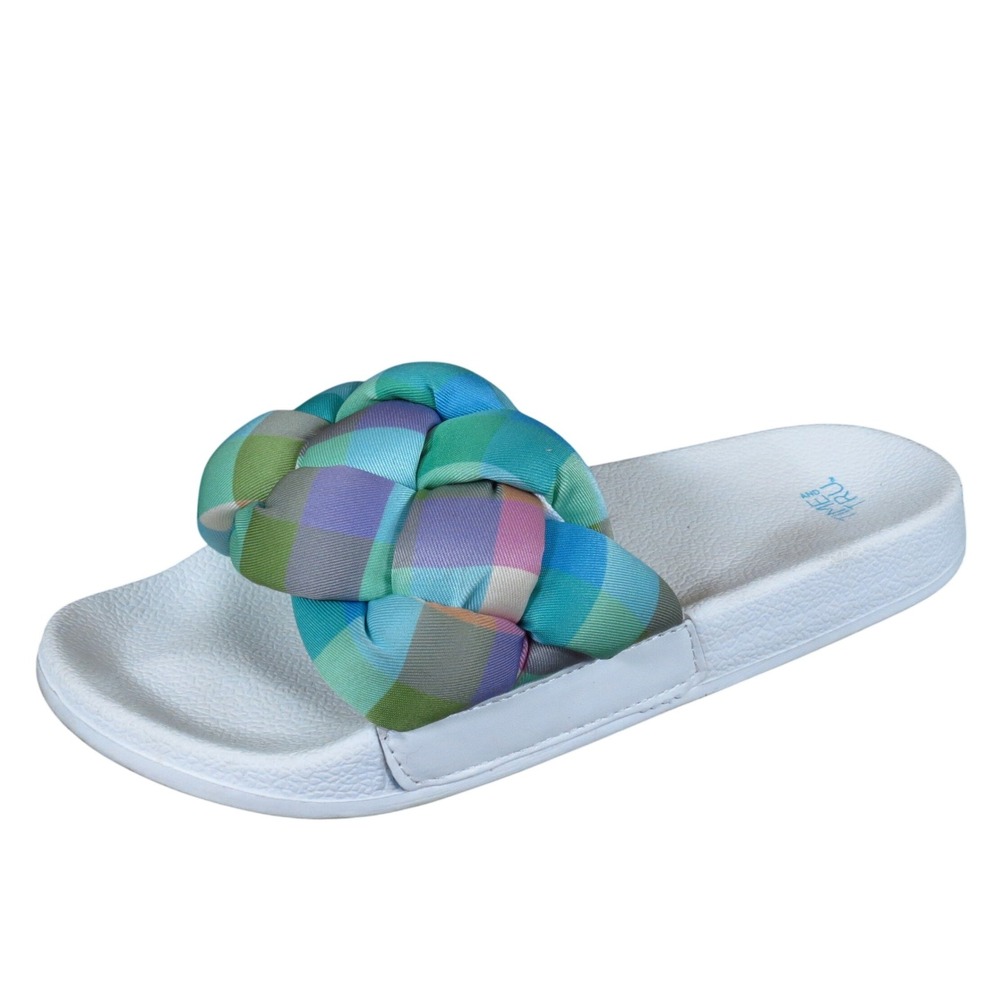 Time and Tru Womens Braided Pool Slide Sandals Size 8 Multicolor Beach Comfort